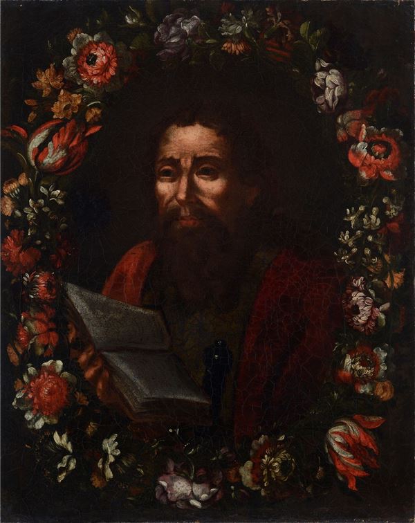 Scuola Fiamminga, XVII sec. - San Paolo con ghirlanda