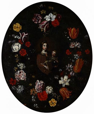 Madonna con Bambino Entro Ghirlanda di Fiori (ovale)
