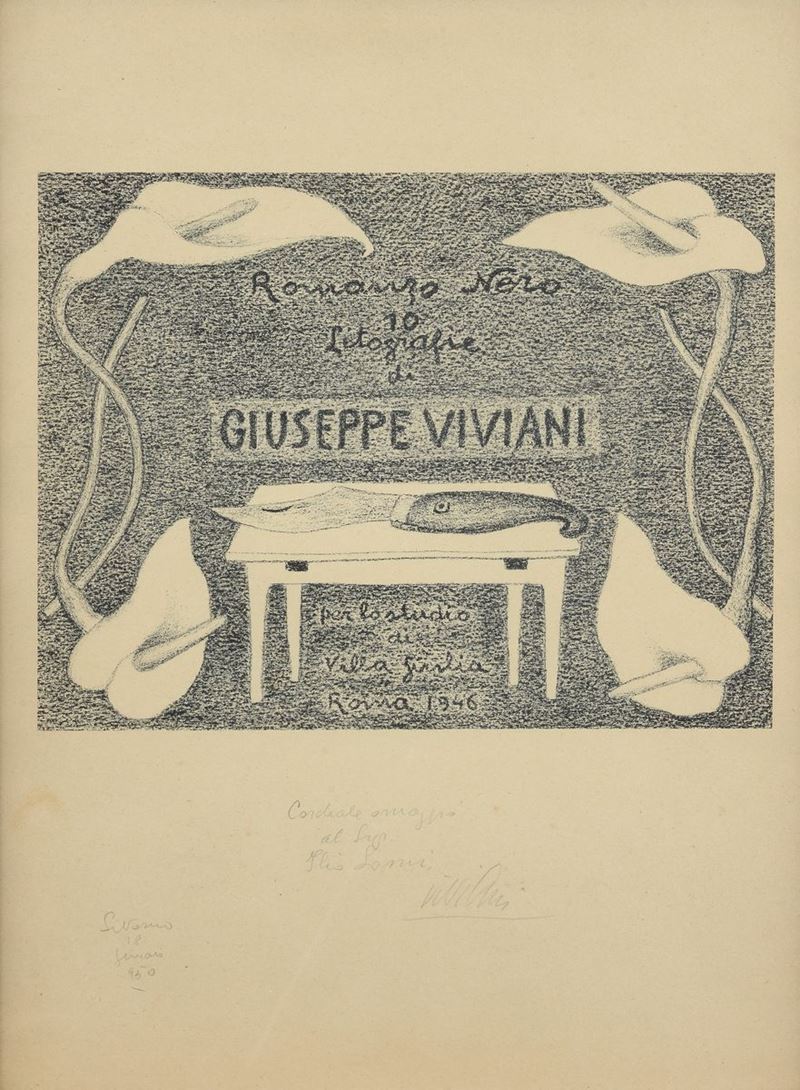 Giuseppe Viviani - Frontespizio (dalla Cartella Romanzo Nero) per lo Studio di Villa Giulia in Ro...