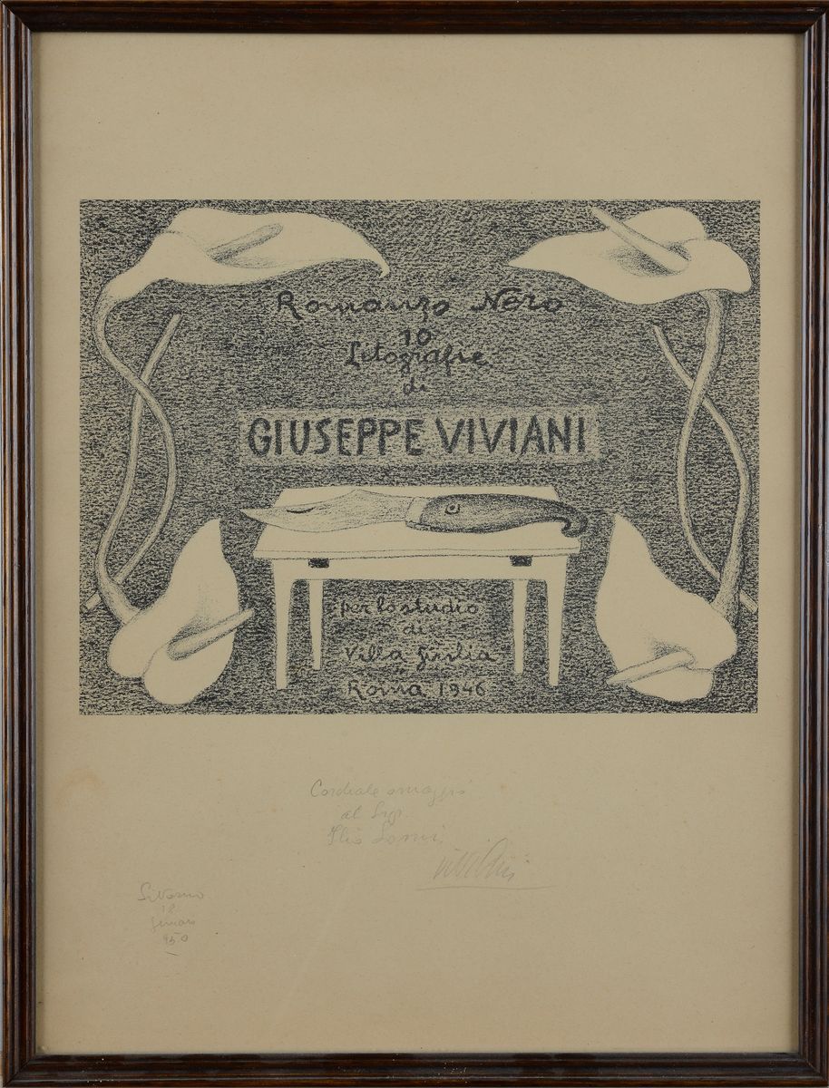 Giuseppe Viviani - Frontespizio (dalla Cartella Romanzo Nero) per lo Studio di Villa Giulia in Ro...
