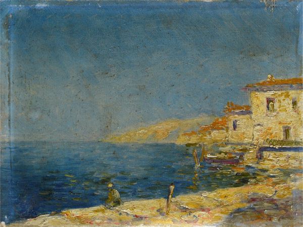 Anonimo, XX sec. - Marina con pescatore