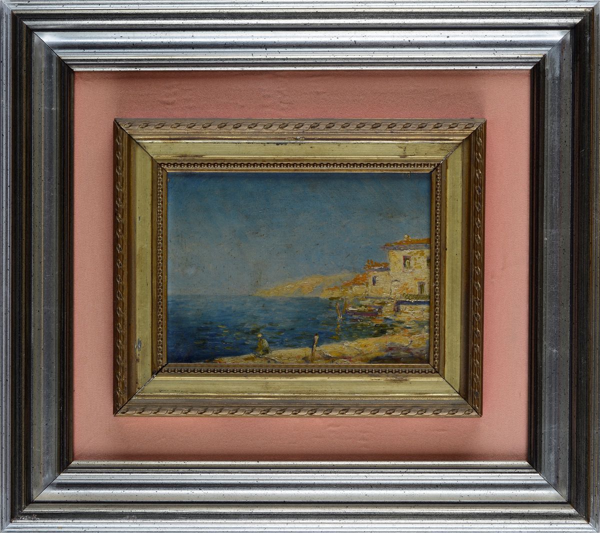 Anonimo, XX Sec. - Marina con Pescatore