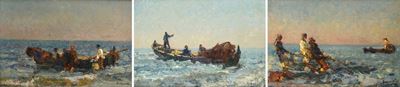 Barca con Pescatori/barca da Pesca con le Reti/tirano le Reti