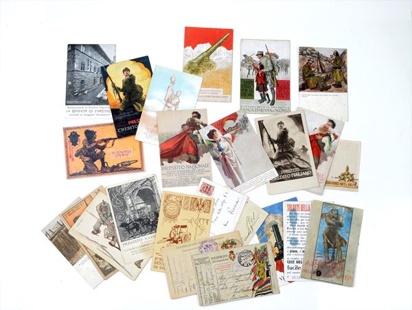 Lotto di ventotto cartoline militari della Grande Guerra