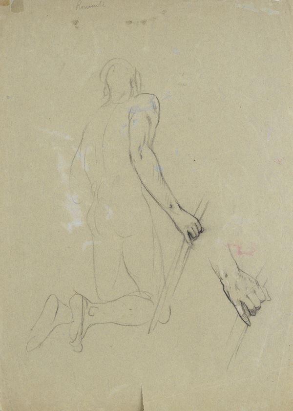 Antonio Ciseri : Figure studies (front - back)  - Pencil and chalks on paper - Auction AUTHORS OF XIX AND XX CENTURY - II - Galleria Pananti Casa d'Aste