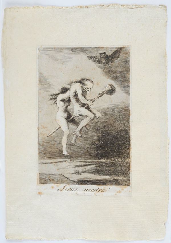 Francisco Goya y Lucientes : Linda Maestra  - Etching - Auction ANTIQUES - I - Galleria Pananti Casa d'Aste