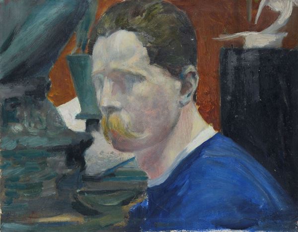 Libero Andreotti : Male portrait (Self-portrait?)  - Oil on paper - Auction AUTHORS OF XIX AND XX CENTURY - II - Galleria Pananti Casa d'Aste