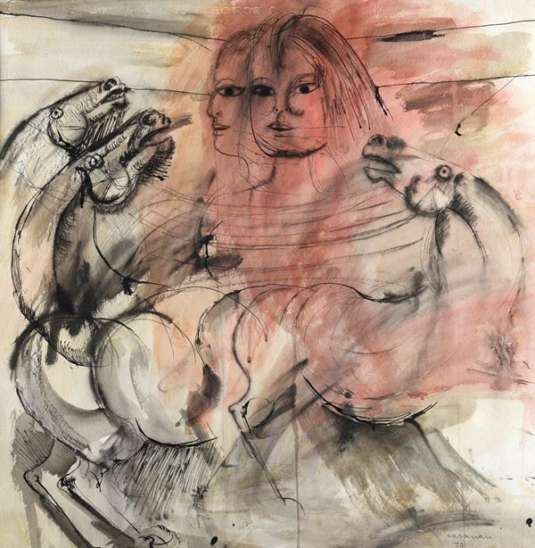 Bruno Cassinari - Woman with horses