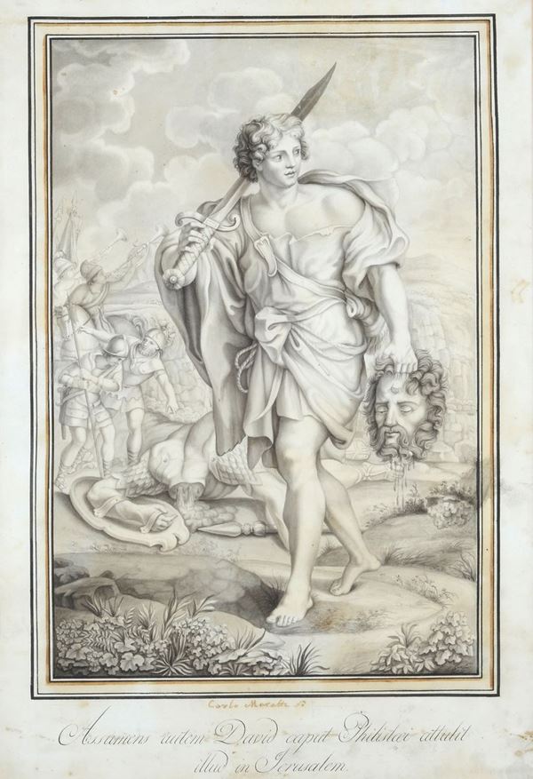 Scuola Francese, XVIII sec. - Davide e Golia (da C. Maratta)
