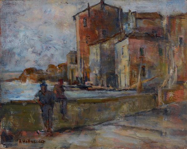 Alfonso Hollaender - Coastal country with figures