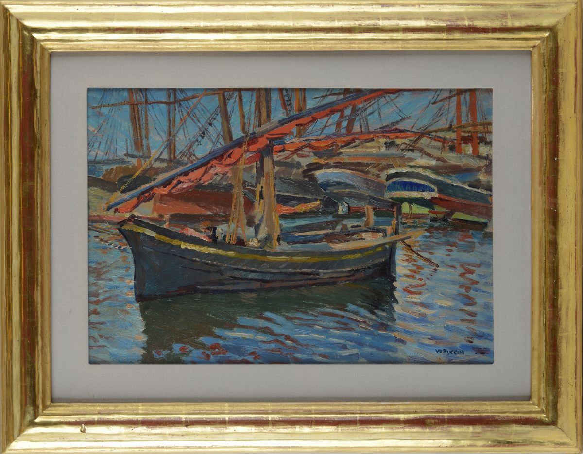Mario Puccini - Barca nel Porto di Livorno