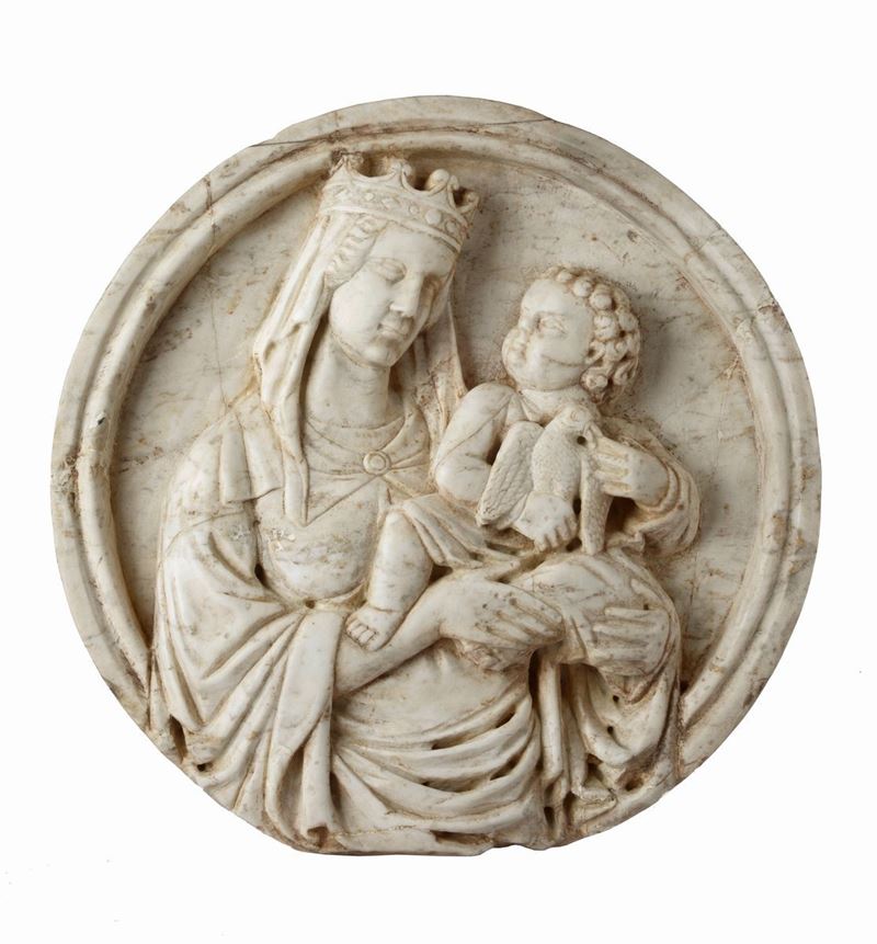 Scultore della Bottega di Tino di Camaino (maestro di Orso Minutolo) - Tondo Raffigurante Madonna...