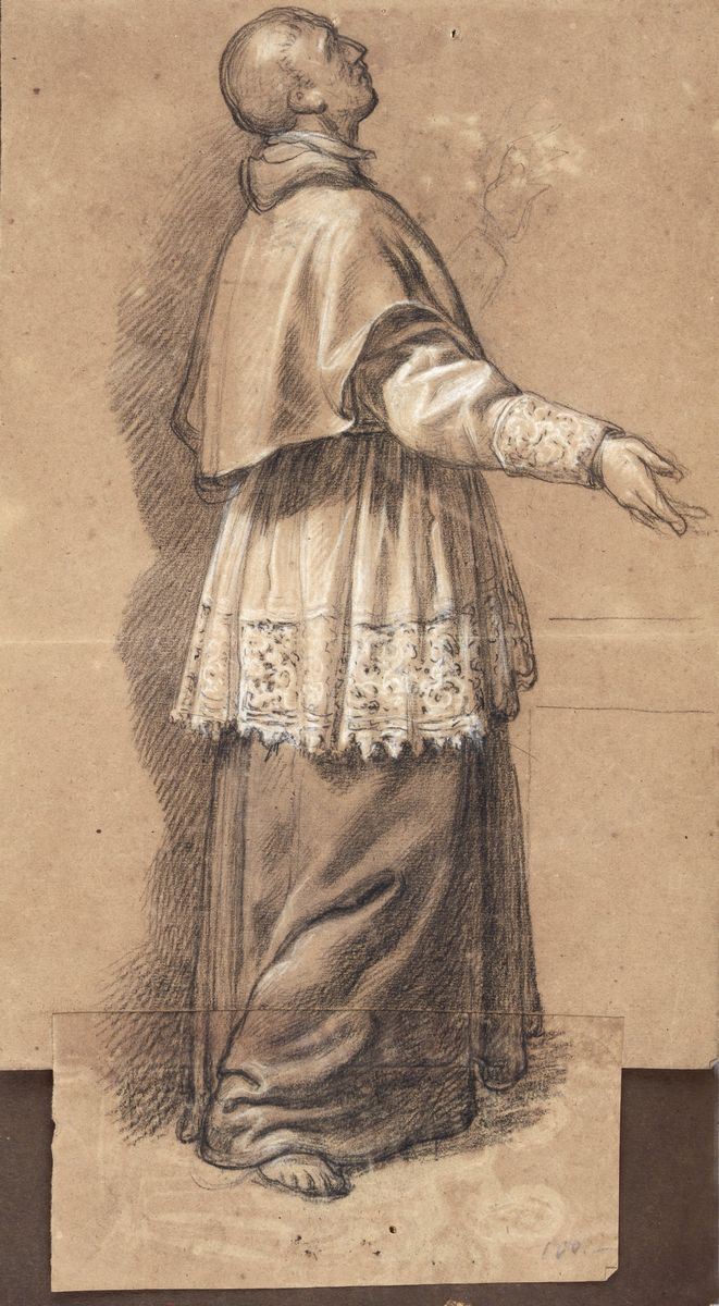 Anonimo, XVII Sec. - Studio per Figura di Santo