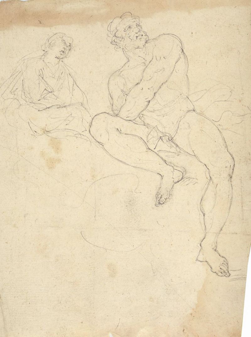 Anonimo, Inizi XIX Sec. - Studi di Figure (fronte) Schizzi di Volti (retro)