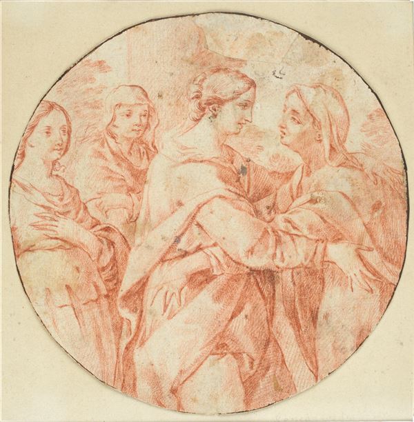 Attr. a Sebastiano Conca : The Visitation  - Sanguine on paper - Auction ANTIQUES - I - Galleria Pananti Casa d'Aste