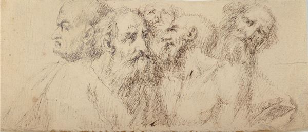 Anonimo, XVIII - XIX sec. : Heads of philosophers  - Ink on paper - Auction ANTIQUES - I - Galleria Pananti Casa d'Aste