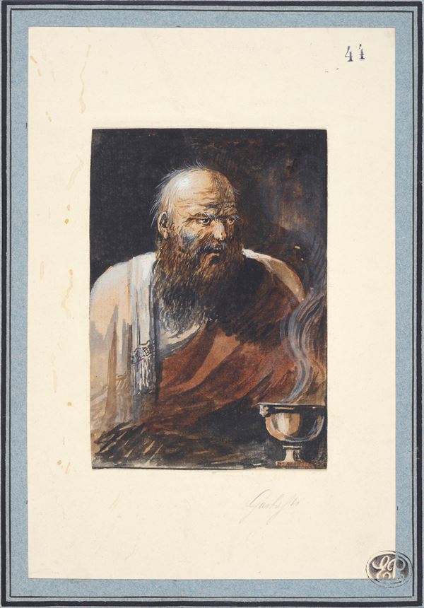 Anonimo, XIX - XX sec. : Rabbi  - Watercolor on paper - Auction AUTHORS OF XIX AND XX CENTURY - II - Galleria Pananti Casa d'Aste