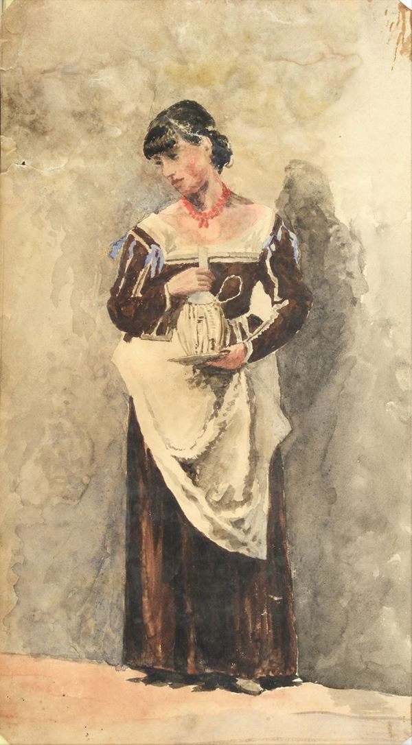 Anonimo, XIX sec. - Popolana with flask