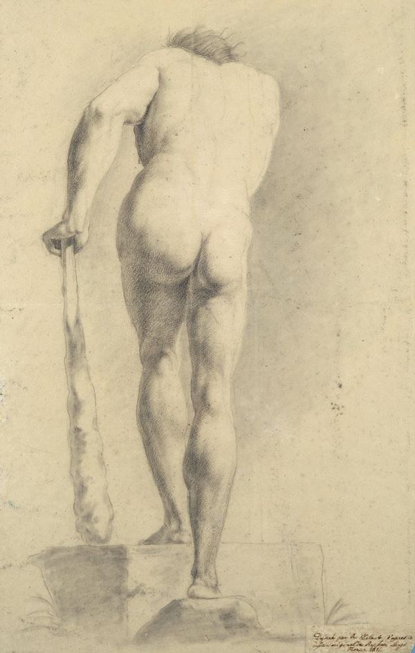 Anonimo, XIX sec. - Nude with club
