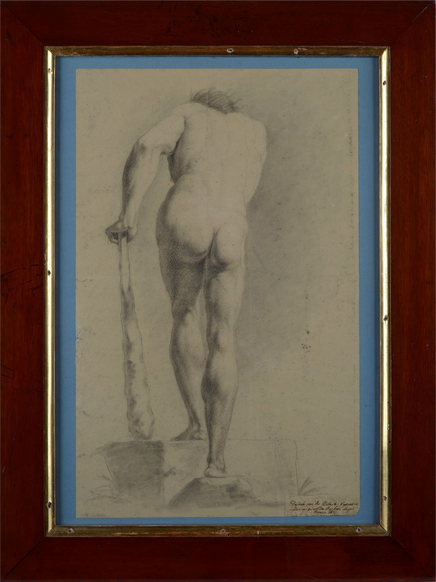 Anonimo, XIX Sec. - Nudo con Clava