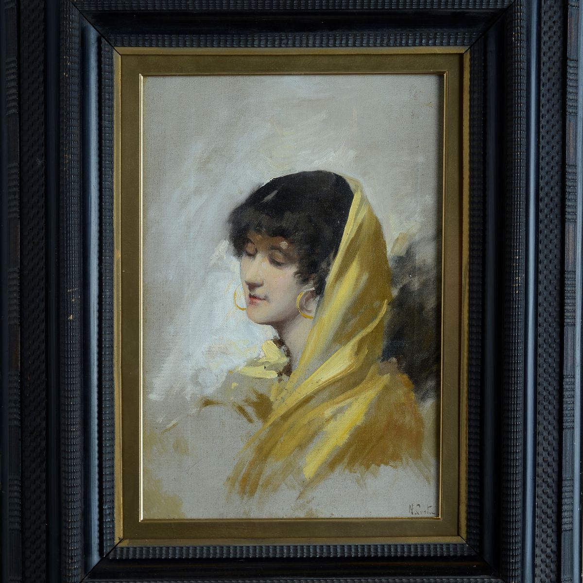 Giovanni Costantini - Ritratto di Donna con Velo Giallo