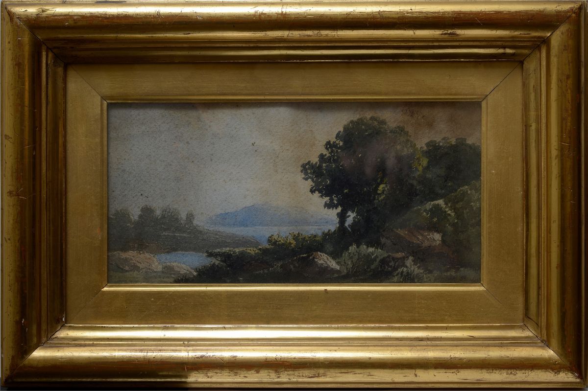 Scuola Francese, XIX - XX Sec. - Paesaggio Lacustre