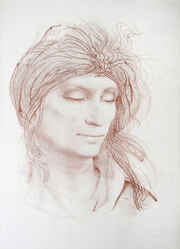 Pietro Annigoni : Face  - Lithography - Auction GRAPHICS, AND EDITIONS - Galleria Pananti Casa d'Aste