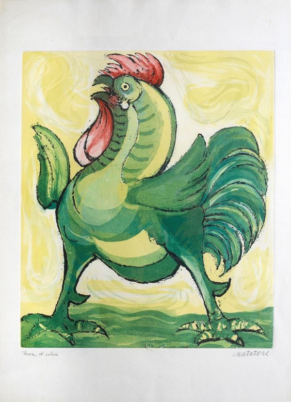 Domenico Cantatore : Rooster  - Lithography - Auction GRAPHICS, AND EDITIONS - Galleria  [..]