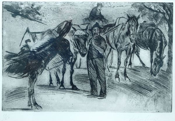 Arturo Checchi - Figure con muli