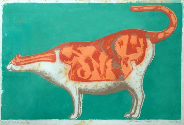 Marcello Guasti - Cat on a green background
