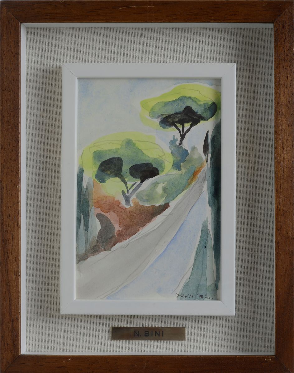 Nello Bini - Strada con Alberi