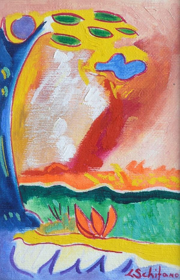 Luciano Schifano - Campagna con albero