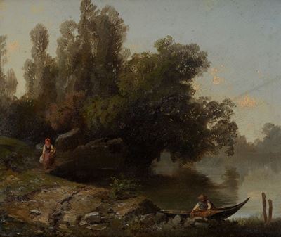 Paesaggio Lacustre con Figure