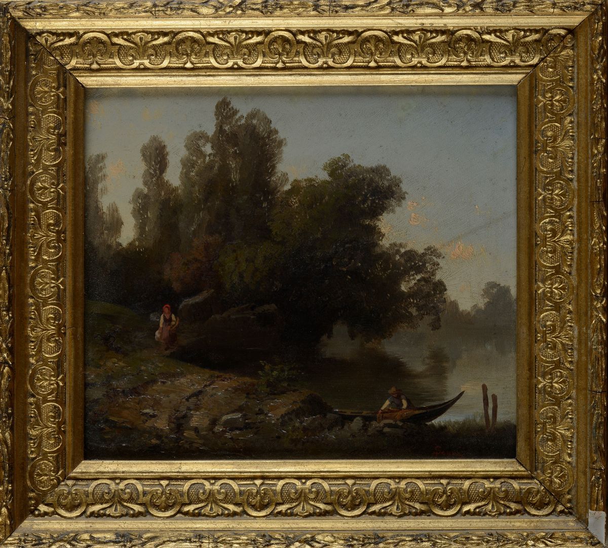 Pietro Senno - Paesaggio Lacustre con Figure