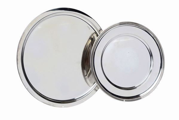 Two circular trays