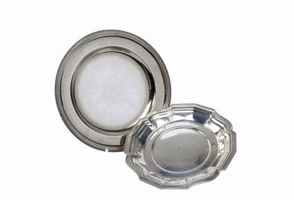 Two circular trays