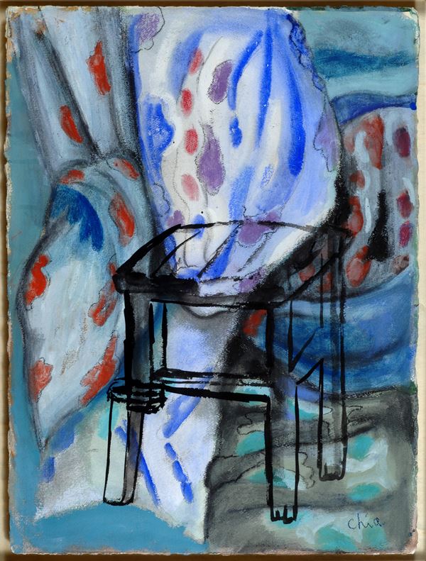 Sandro Chia : Table  (2005)  - Oil and mixed media on paper - Auction MODERN AND CONTEMPORARY ART - II - Galleria Pananti Casa d'Aste