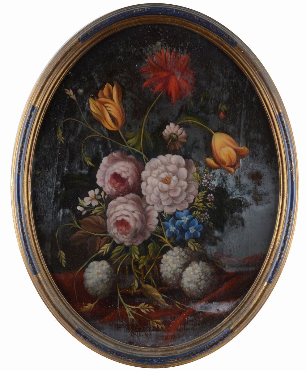 Anonimo, XX Sec. - Coppia di Fiori (ovali)