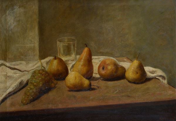 Umberto Mariotti - Still life with pears and grapes
