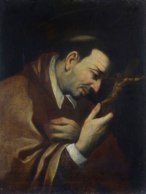 Scuola Italia Settentrionale, XVII sec. - San Carlo Borromeo with crucifix