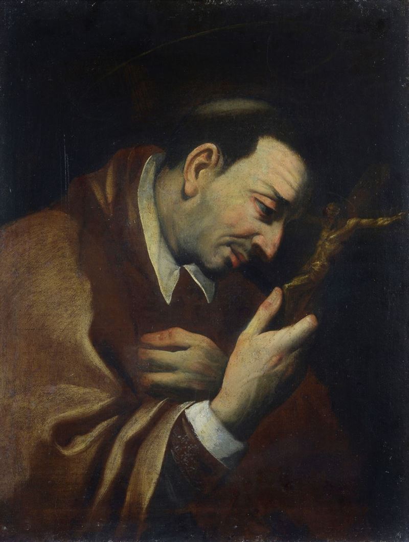 Scuola Italia Settentrionale, XVII Sec. - San Carlo Borromeo con Crocifisso