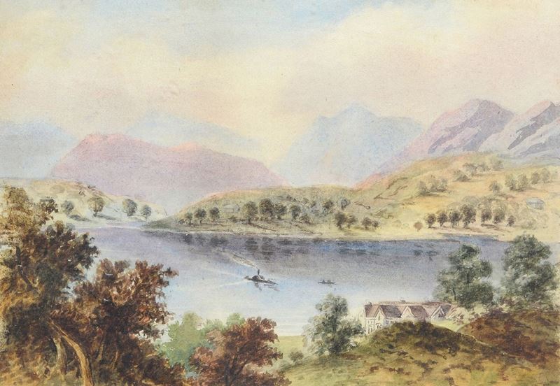 Anonimo, XIX Sec. - Paesaggio Lacustre