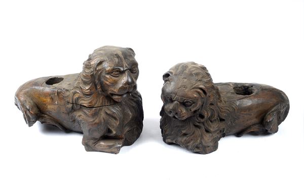 Pair of stone lions  - Auction FROM A MILANESE COLLECTION - Galleria Pananti Casa d'Aste