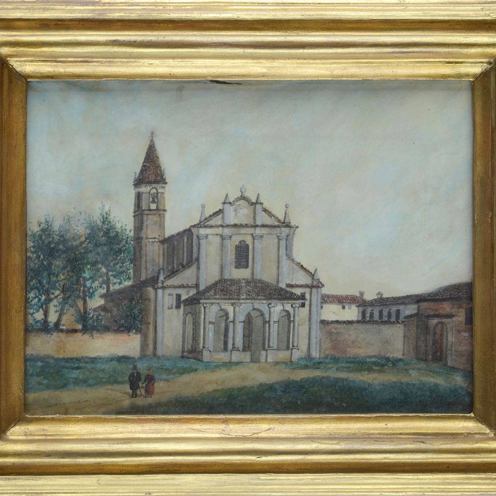 Anonimo, Inizi XIX Sec. - Paesaggio con Chiesa e Figure