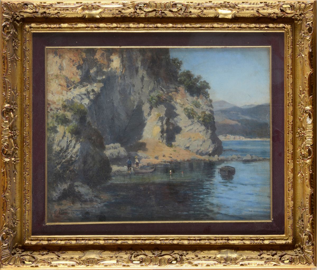 Attr. a Carlo Mancini - Caletta con Figure