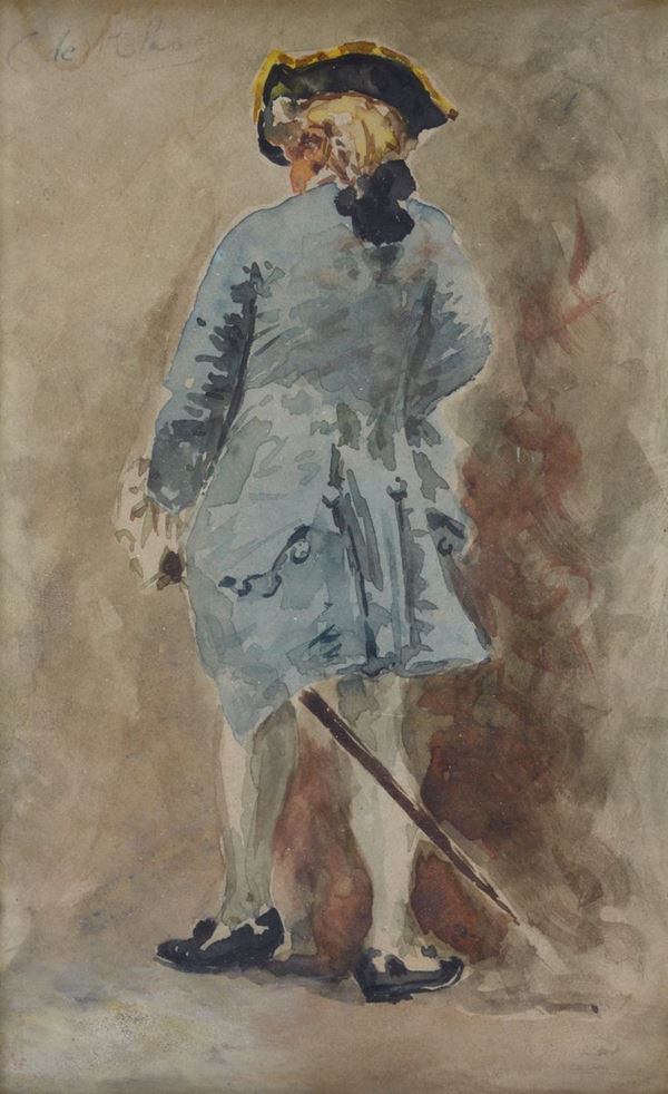 Anonimo, XIX sec. - Man from behind in eighteenth-century clothes