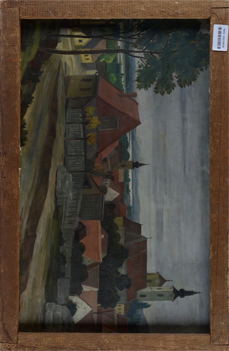 Anonimo, XX Sec. - Figura (fronte), Paesaggio (verso)