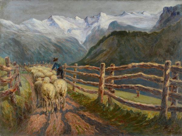 Anonimo, XX sec. - Shepherd with flock