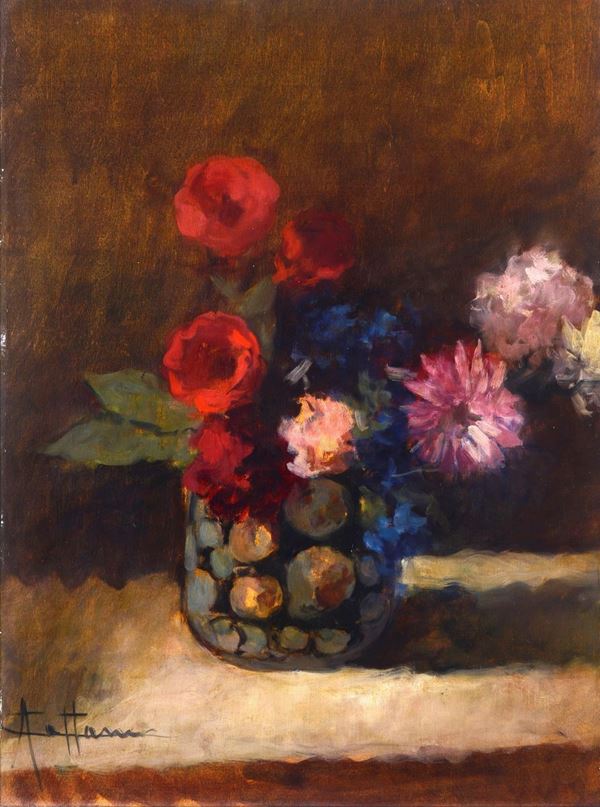 Achille Cattaneo - Vaso con fiori