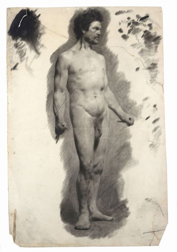 Anonimo, XIX - XX sec. : Nudo (studio accademico)  - Carboncino su carta - Asta ANTIQUARIATO - I - Galleria Pananti Casa d'Aste